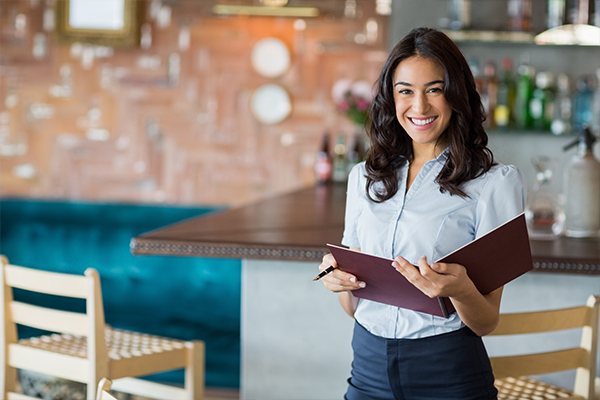 hospitality worker smiling